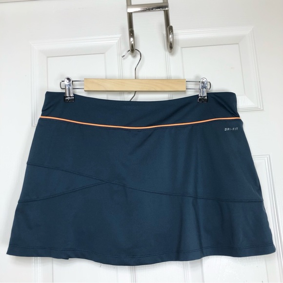 Nike Dri Fit Stretchy Blue Gray Orange Waist Band Pleated Tennis Golf Skort XL - Picture 8 of 15